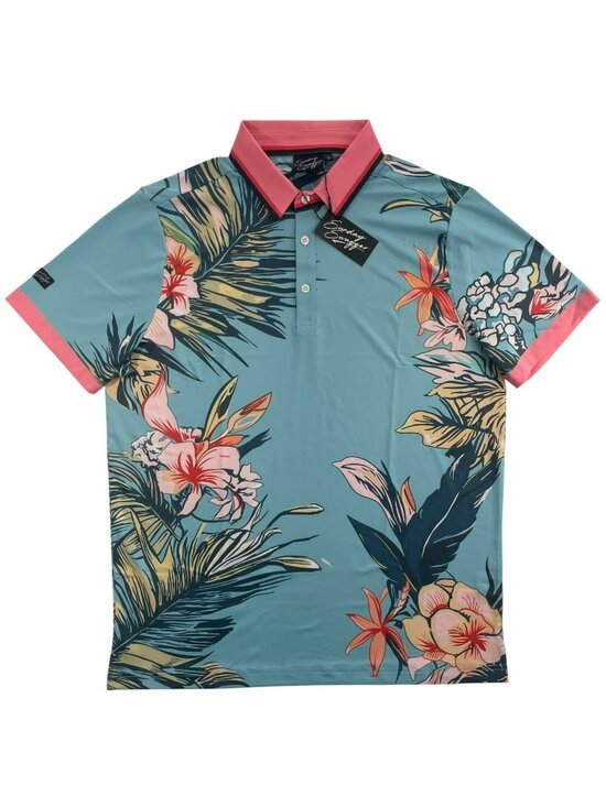 Sunday Swagger Other - Sunday Swagger Polo Stretch Golf Hawaiian Floral Shirt Blue Pink Men's Sz M NEW